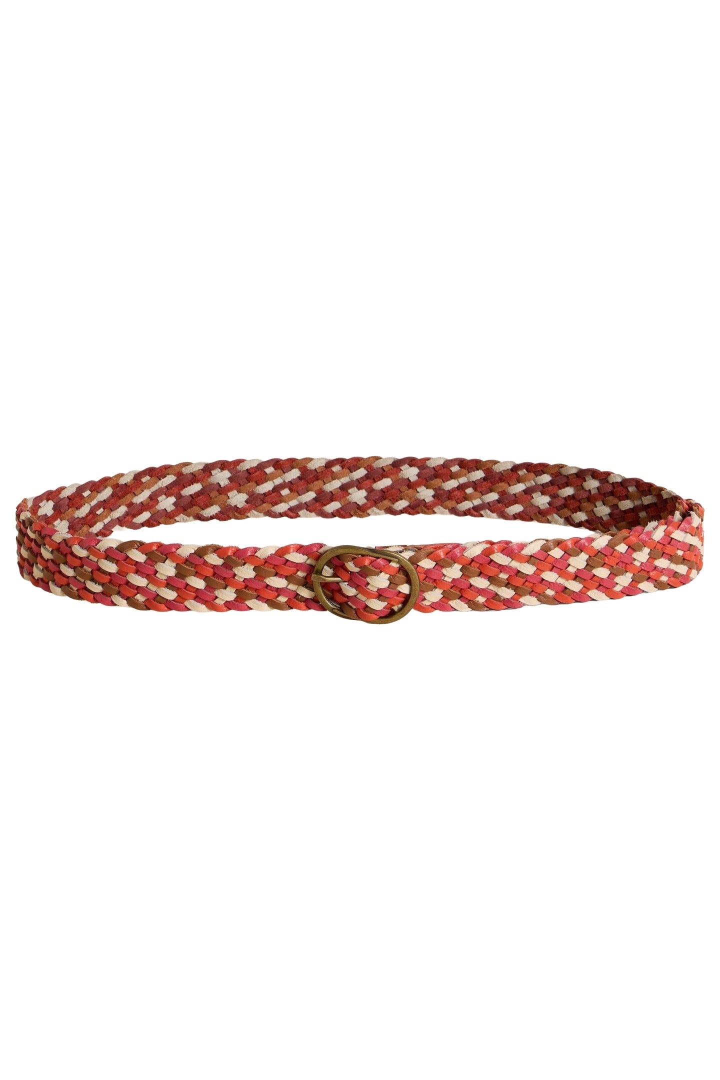 LEATHER WEAVE BELT RED MULTI 1