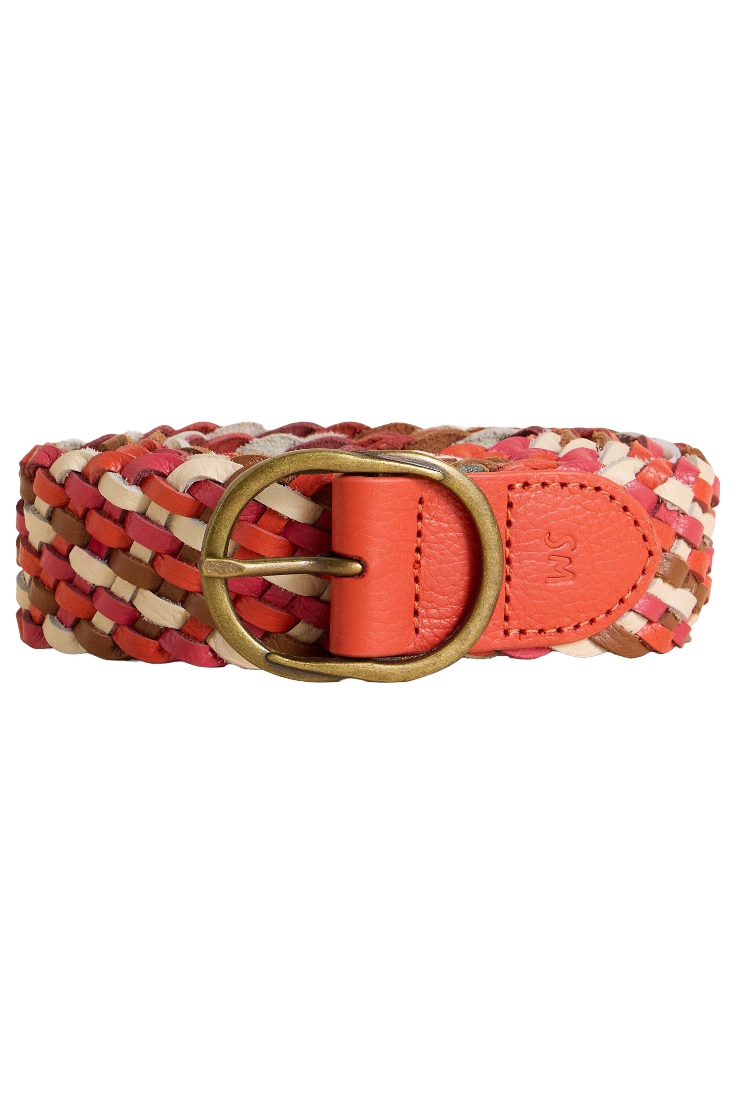 LEATHER WEAVE BELT RED MULTI 2