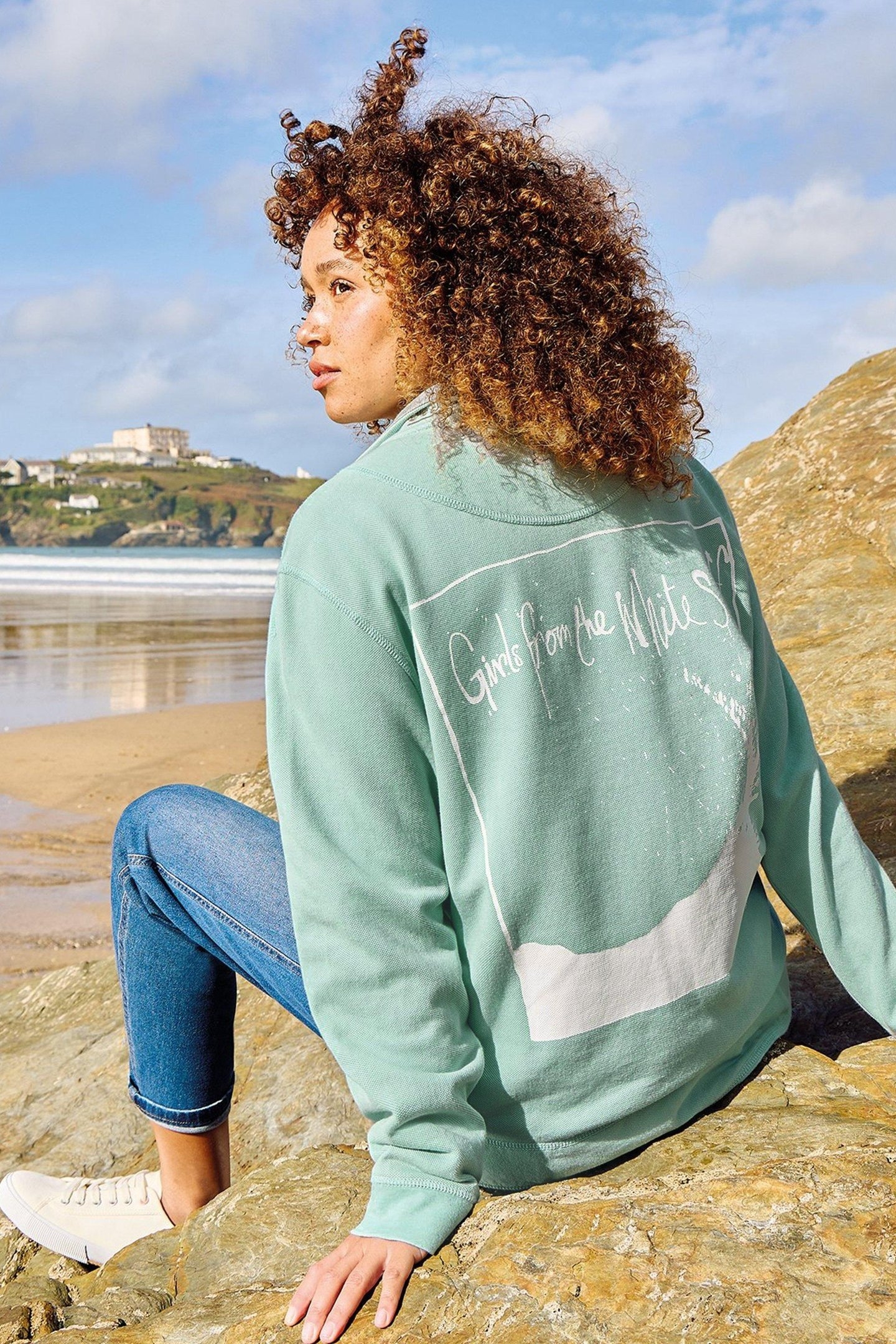 PIQUE PLAIN HALF ZIP SWEAT LIGHT BLUE 5