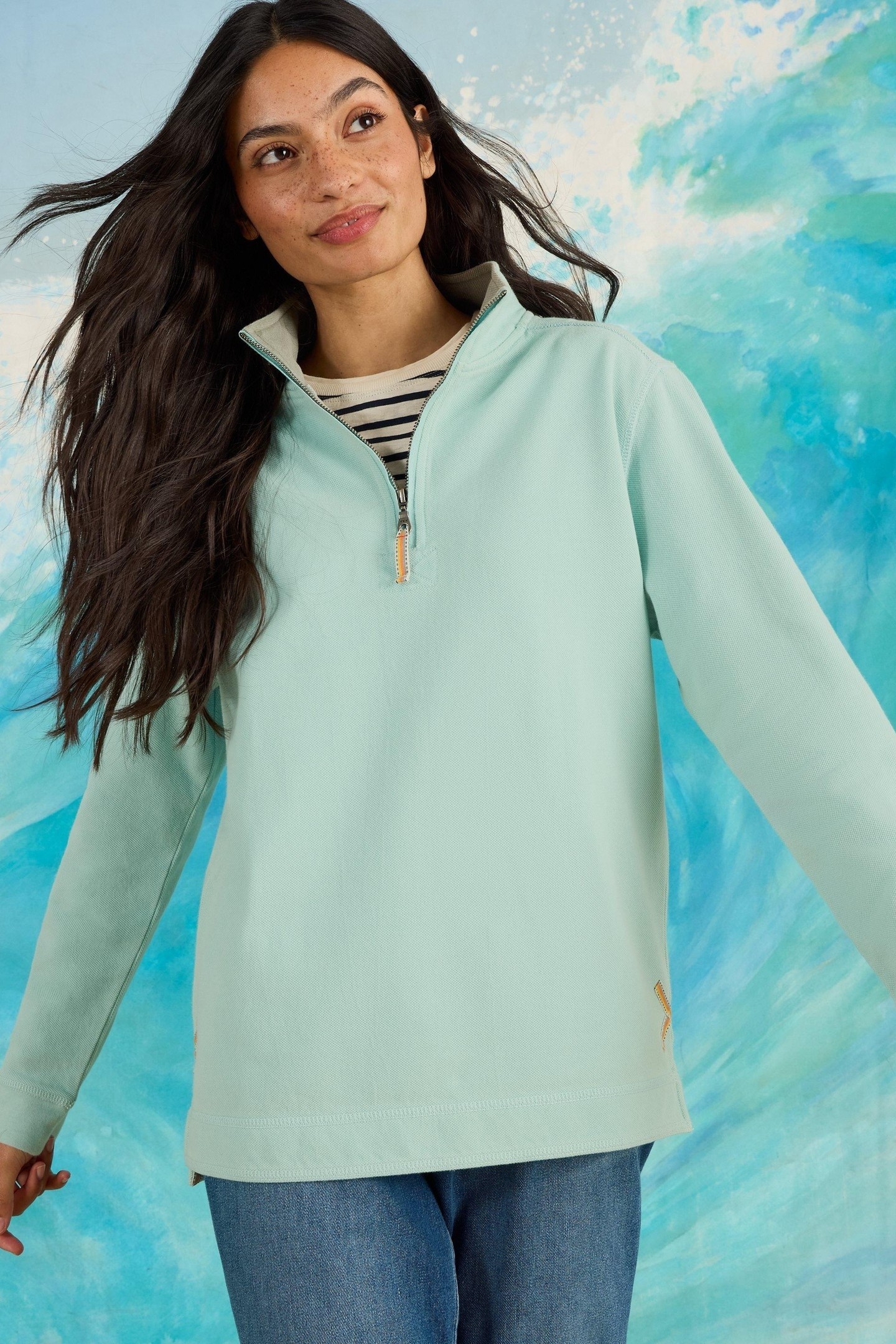 PIQUE PLAIN HALF ZIP SWEAT LIGHT BLUE 6