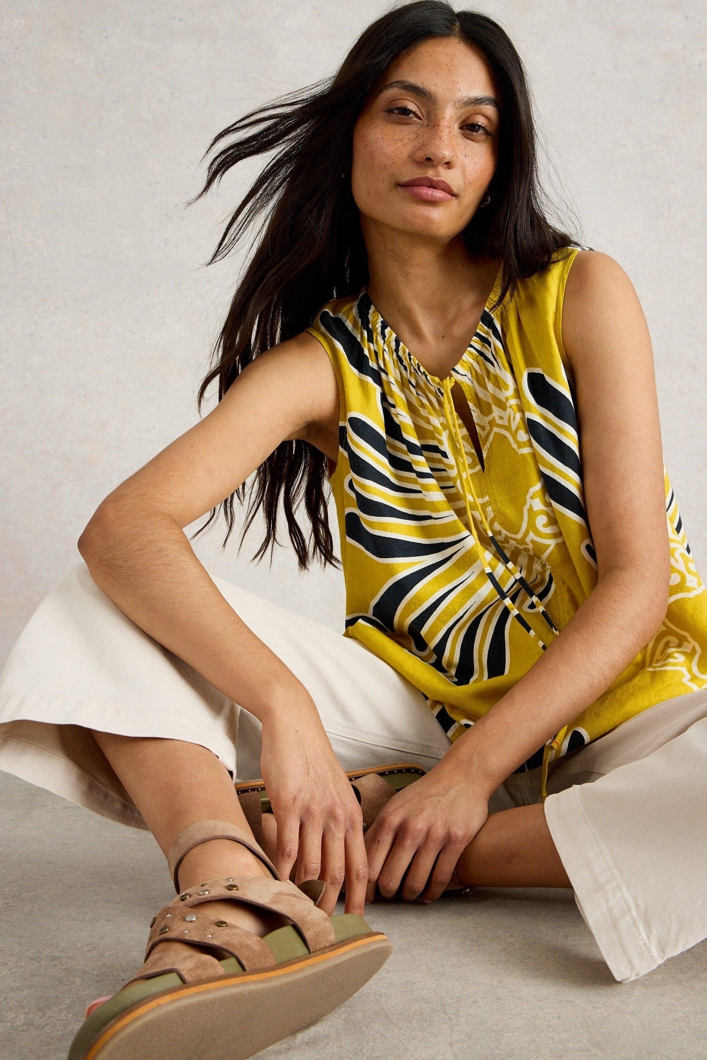 MARLEY LINEN BLEND VEST YELLOW PRINT 6