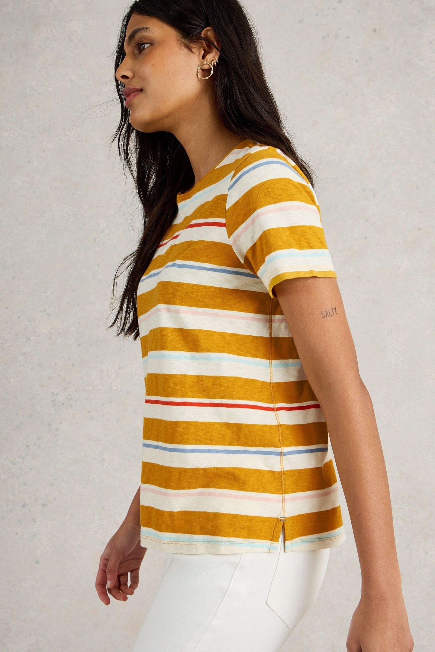ABBIE STRIPE TEE CHARTREUSE MULTI 3
