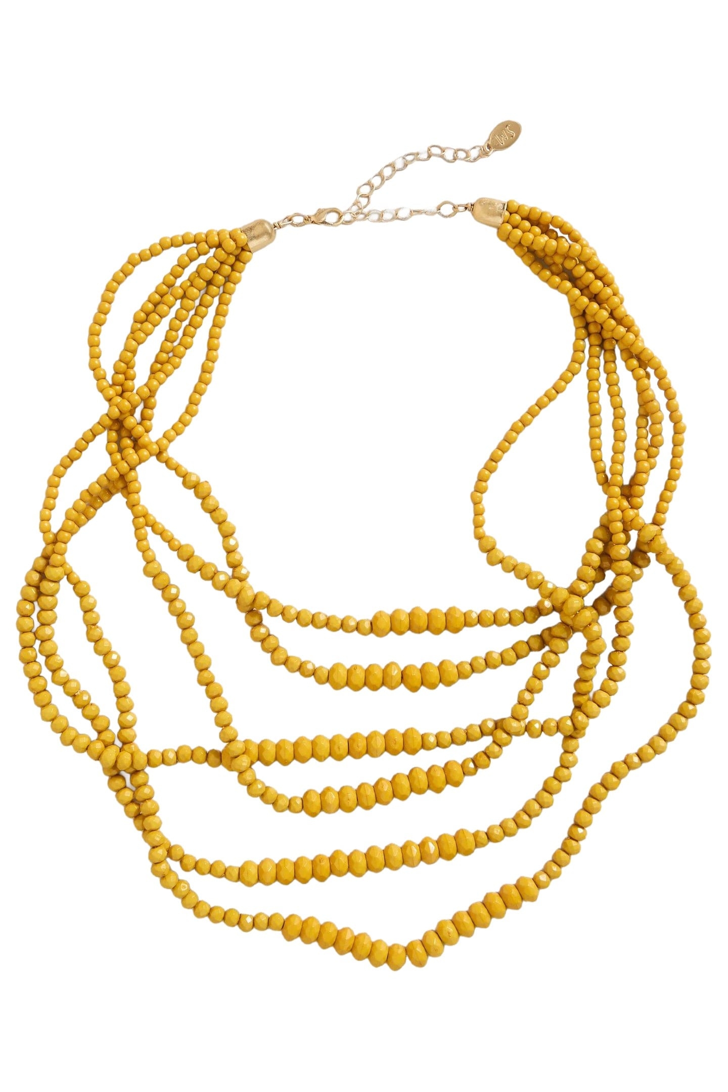 MULTI BEAD LAYER NECKLACE DEEP YELLOW 1