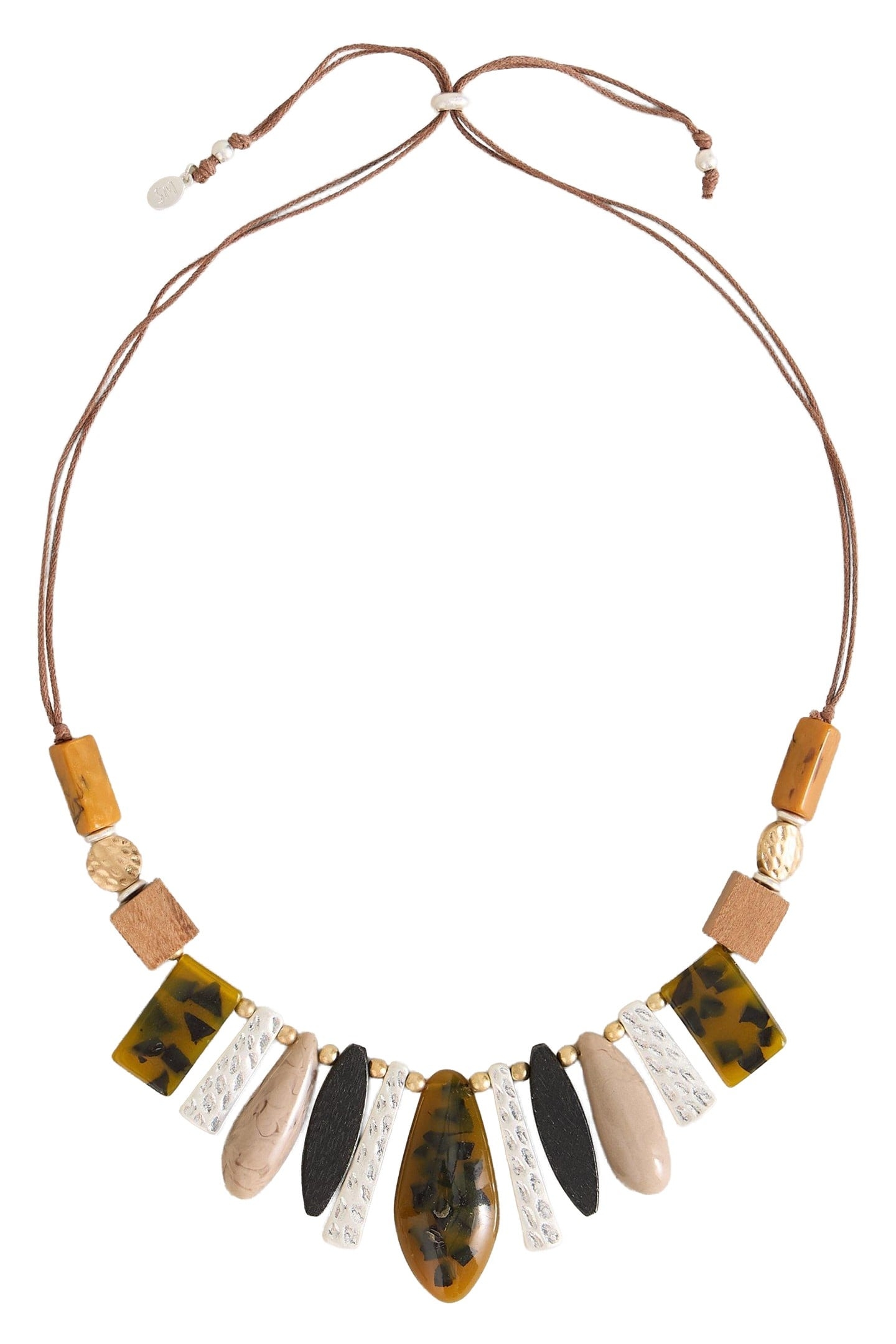 PINE STATEMENT NECKLACE BROWN MULTI 2